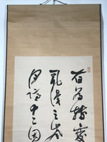 Antique Japanese Hanging Scroll C1910 Calligraphy Black White Kakejiku SC851