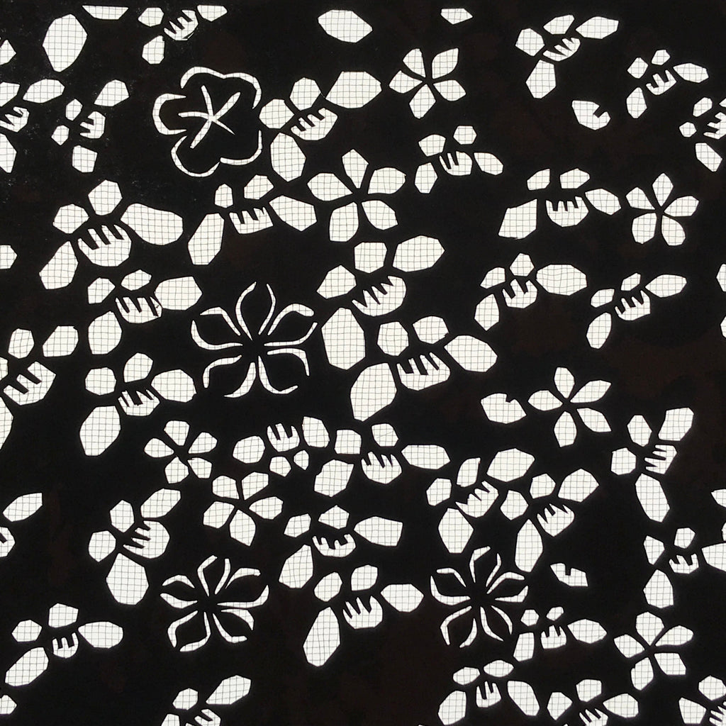 Antique Japanese Katagami Kimono Paper Stencil Katazome Small Flowers 4Y574
