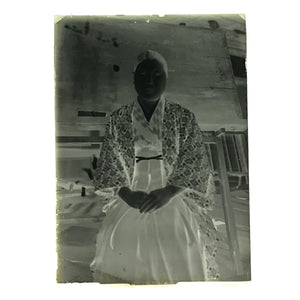 Antique Japanese Photo Glass Negative Plate C1900 Woman Chalkboard Hakama GN453