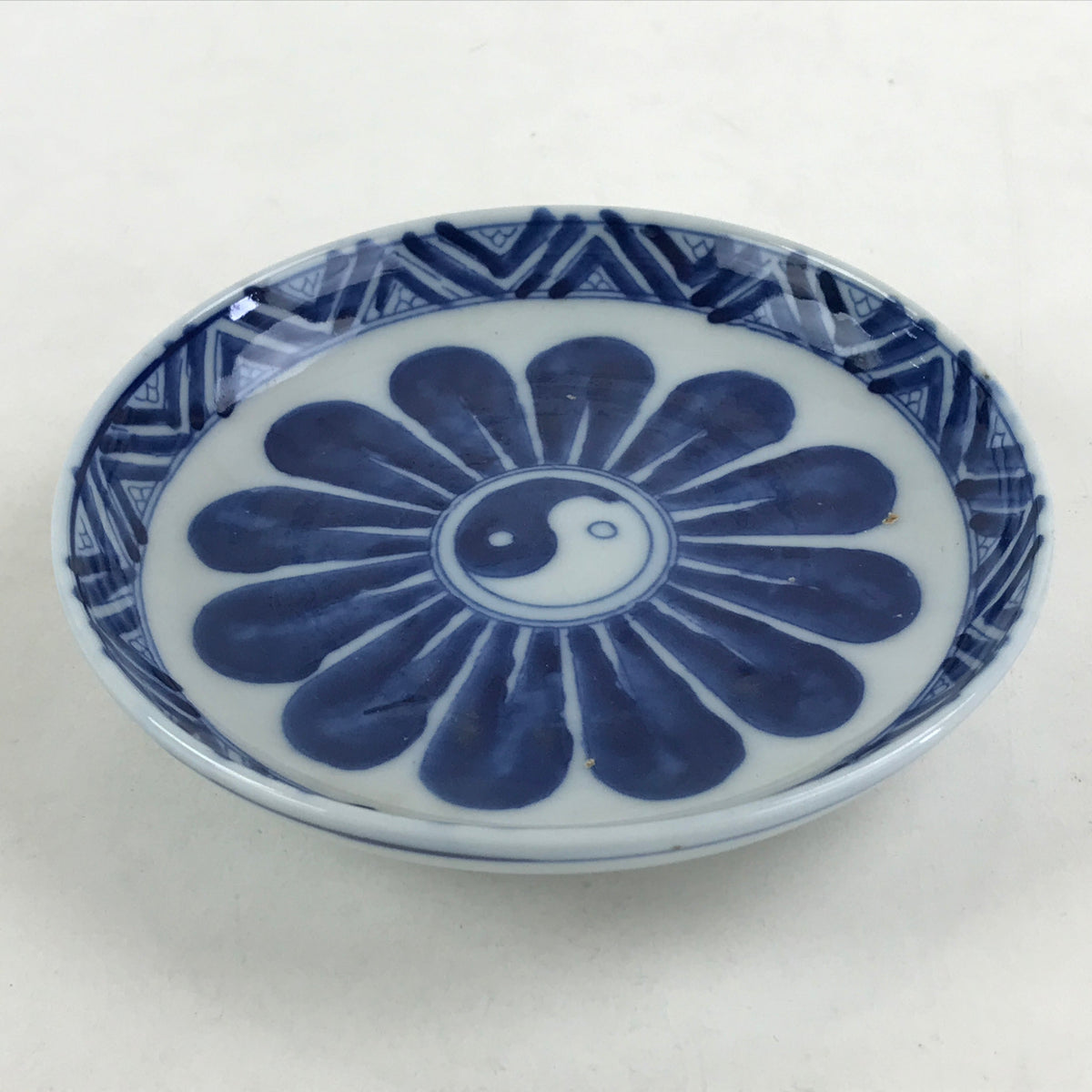 Antique Japanese Porcelain Small Bowl Plate Blue Floral Sometsuke Kozara  PY300