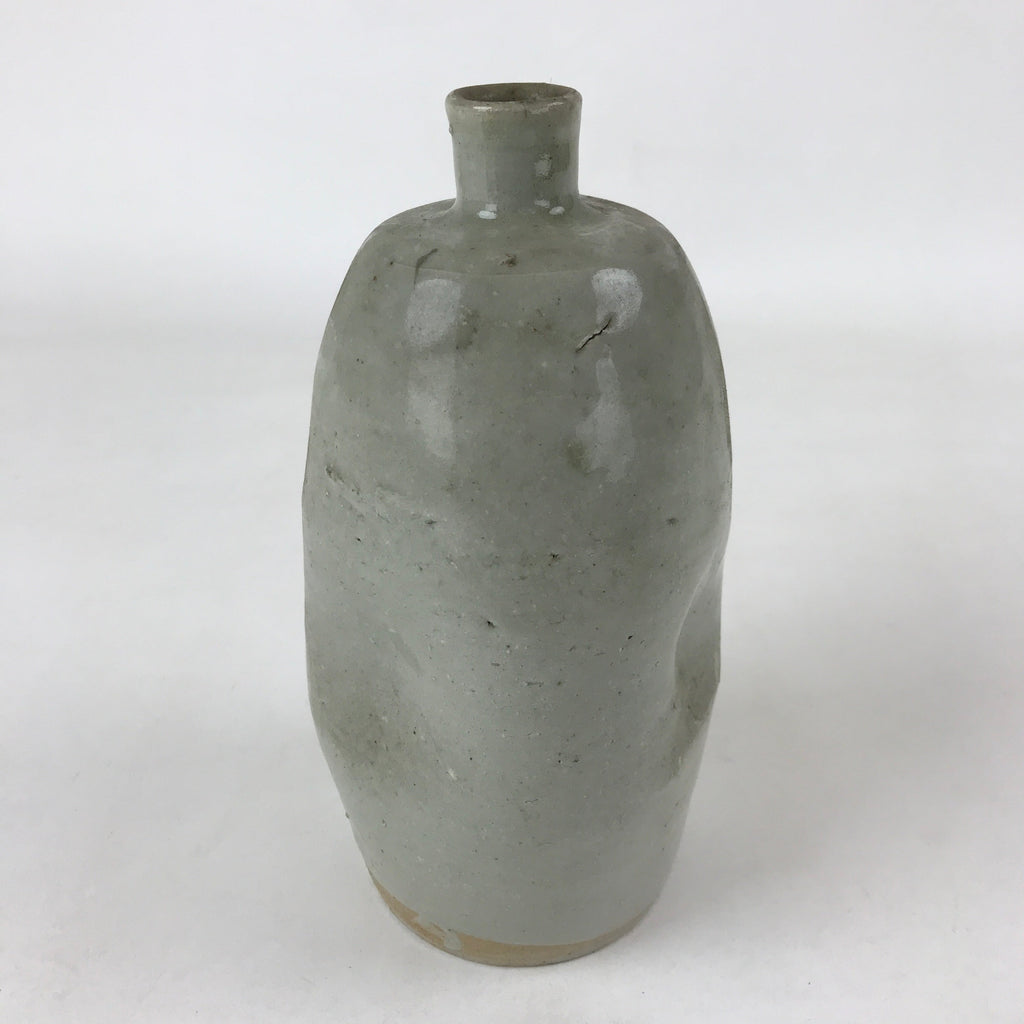 Antique Japanese Sake Bottle Ceramic Kayoi-Tokkuri C1900 Simple Gray TS603