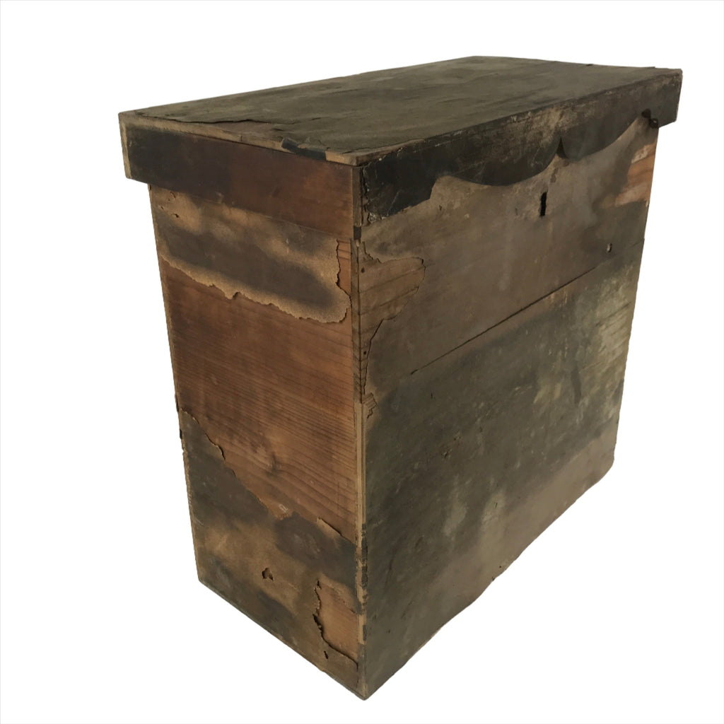 Antique Japanese Wooden Large Lidded Storage Box Inside 21x44x44.5cm Brown X135