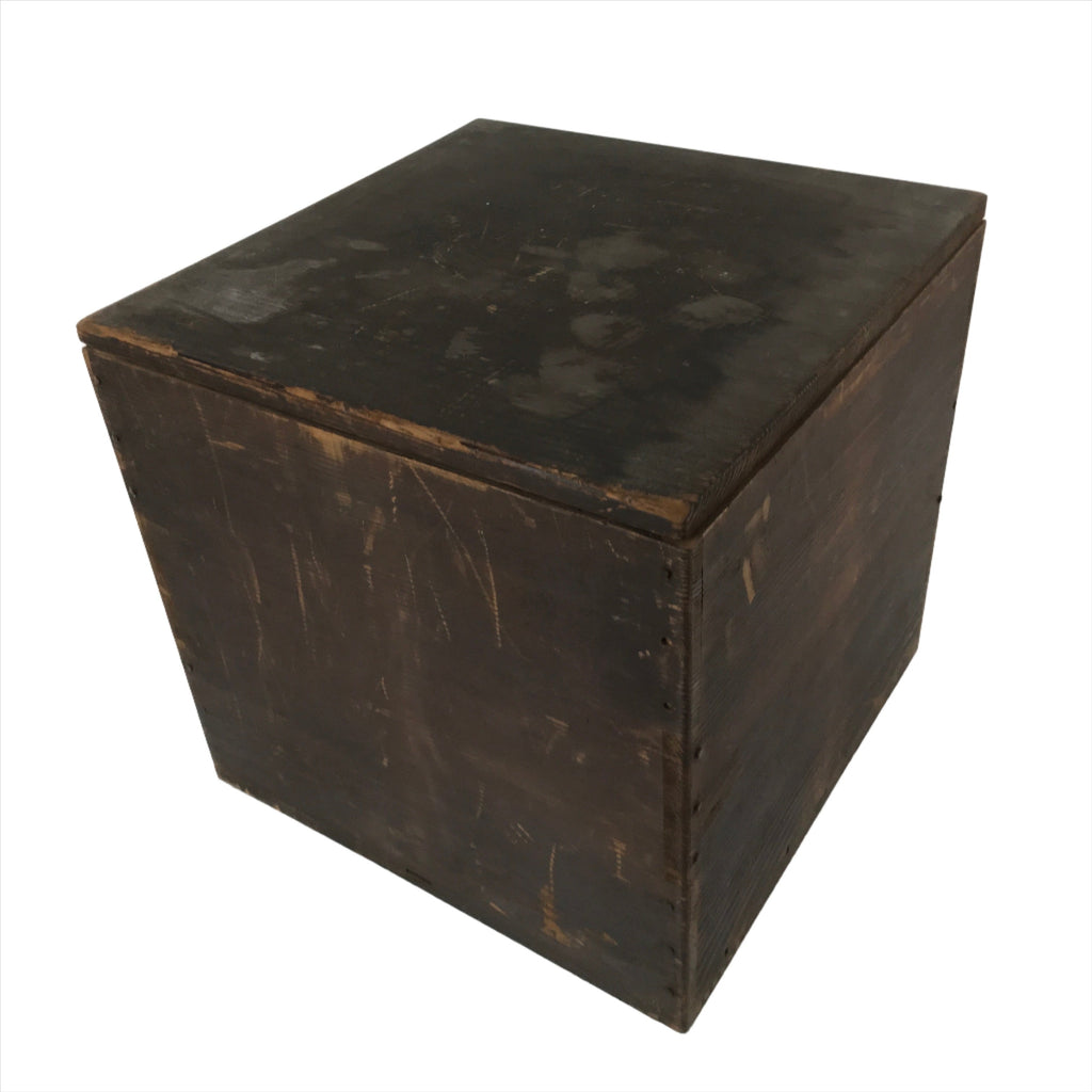 Antique Japanese Wooden Large Lidded Storage Box Inside 31x31.5x29cm Brown X134