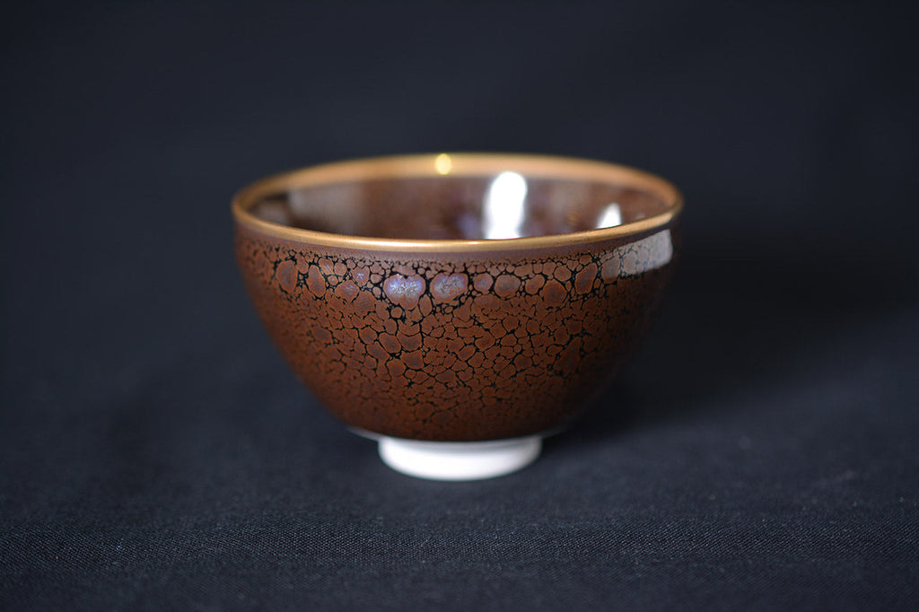 Drinking vessel, Large sake cup, teacup, Oil drop Golden rim, Tenmoku shape - Shinemon kiln