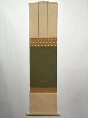 Japanese Blank Hanging Scroll Vtg Thread Holders Green Orange Gold Flowers SC883