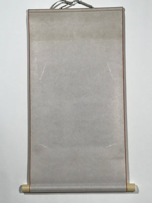 Japanese Blank Short Hanging Scroll Vtg Thread Holders Plain Brown SC882