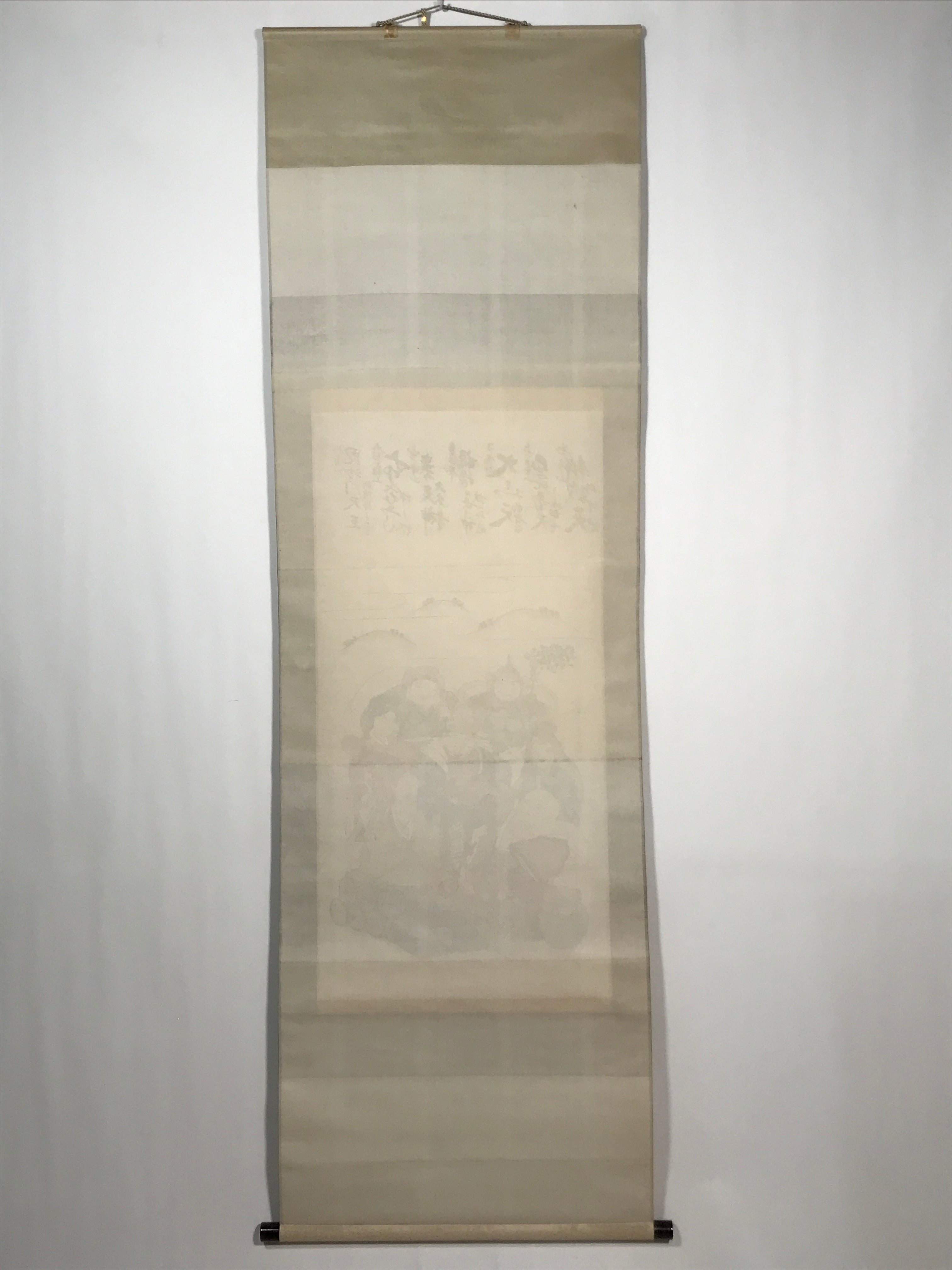 Japanese Boxed Hanging Scroll Vtg 7 Lucky Gods Kakejiku Chagake SC973