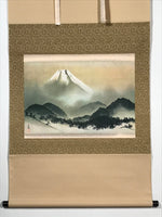 Japanese Boxed Hanging Scroll Vtg Sacred Mt Fuji Kakejiku Chagake SC974