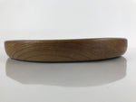 Japanese Brushed Lacquer Wooden Serving Tray Vtg Large Round Obon Brown L152