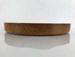 Japanese Brushed Lacquer Wooden Serving Tray Vtg Large Round Obon Brown L153