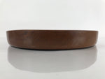 Japanese Brushed Lacquer Wooden Serving Tray Vtg Round Obon Brown L151