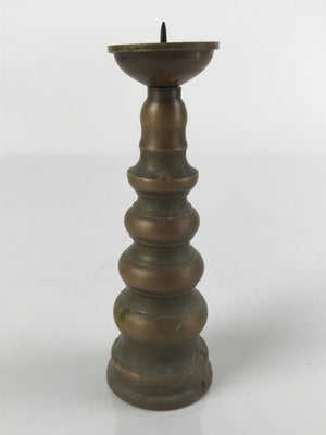 Japanese Buddhist Altar Fitting Brass Candle Stand Vtg Shokudai Brown BA277