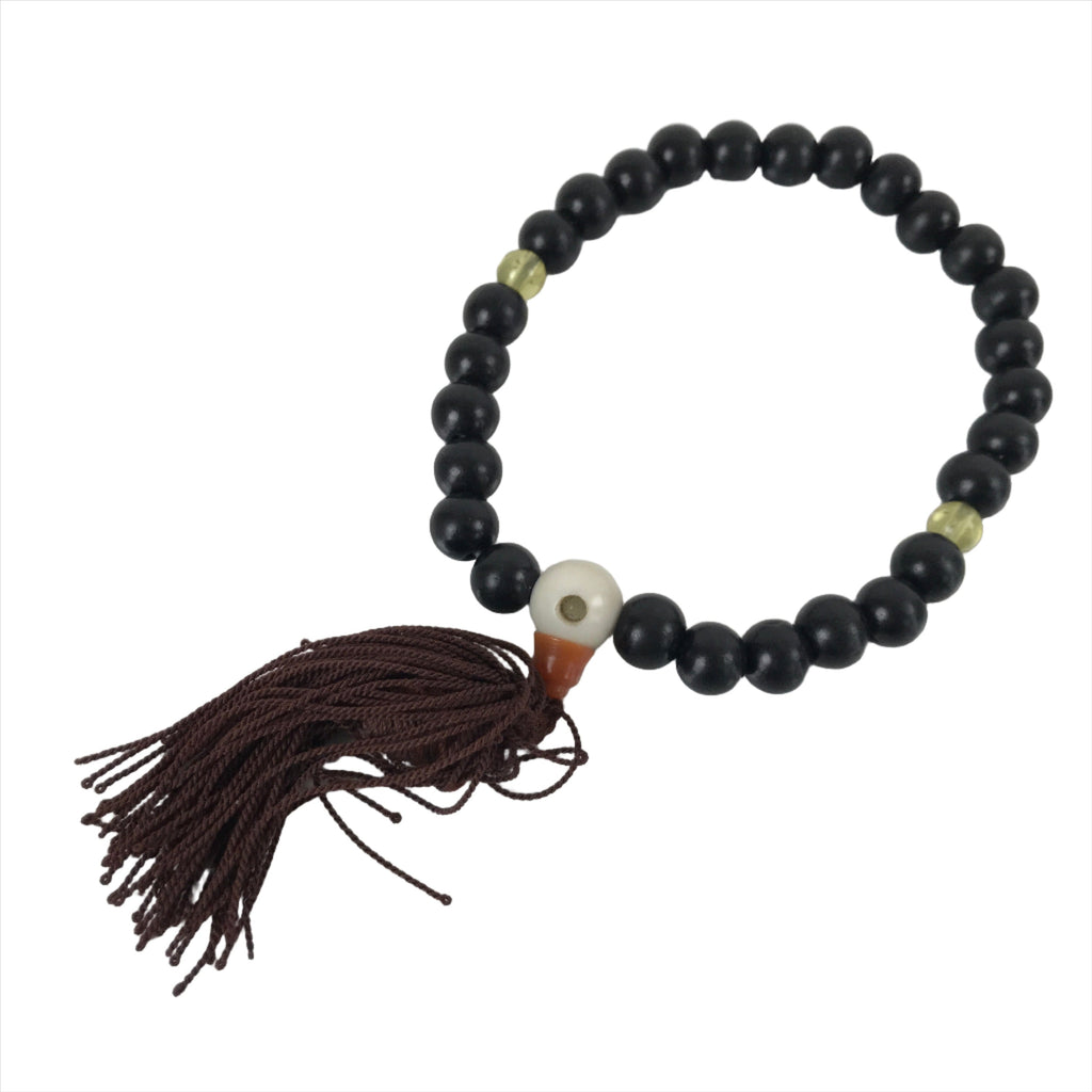Japanese Buddhist Prayer Bracelet Vtg Rosary Juzu Wooden Beads Brown JZ158