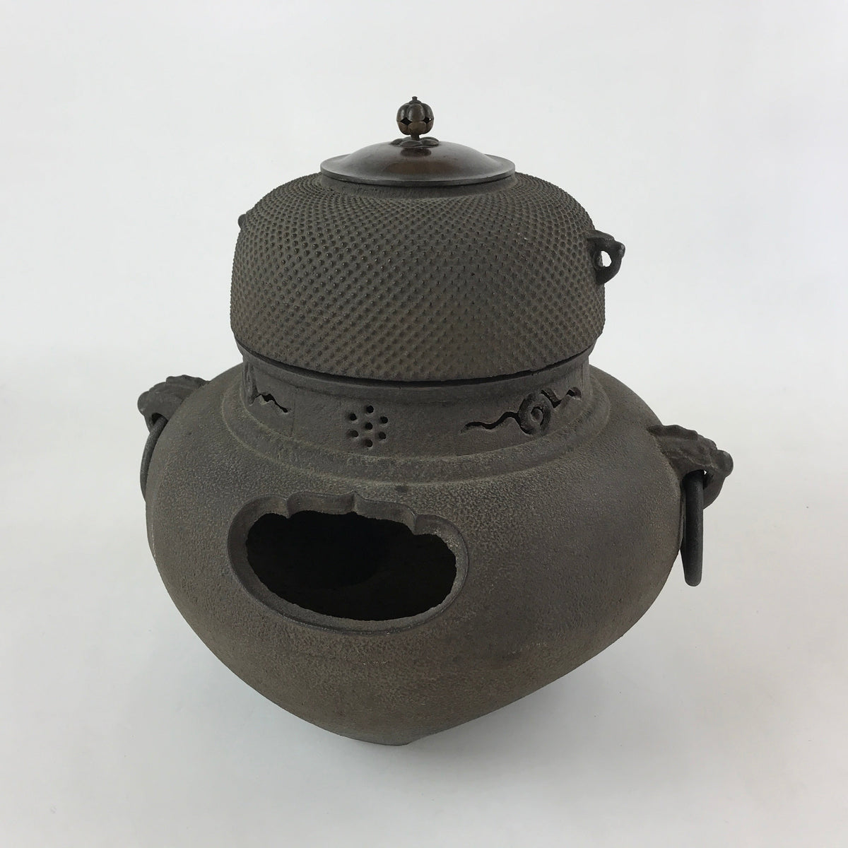 Antique C1900 Japanese Cast Iron Kettle Chagama Pot Tea Ceremony