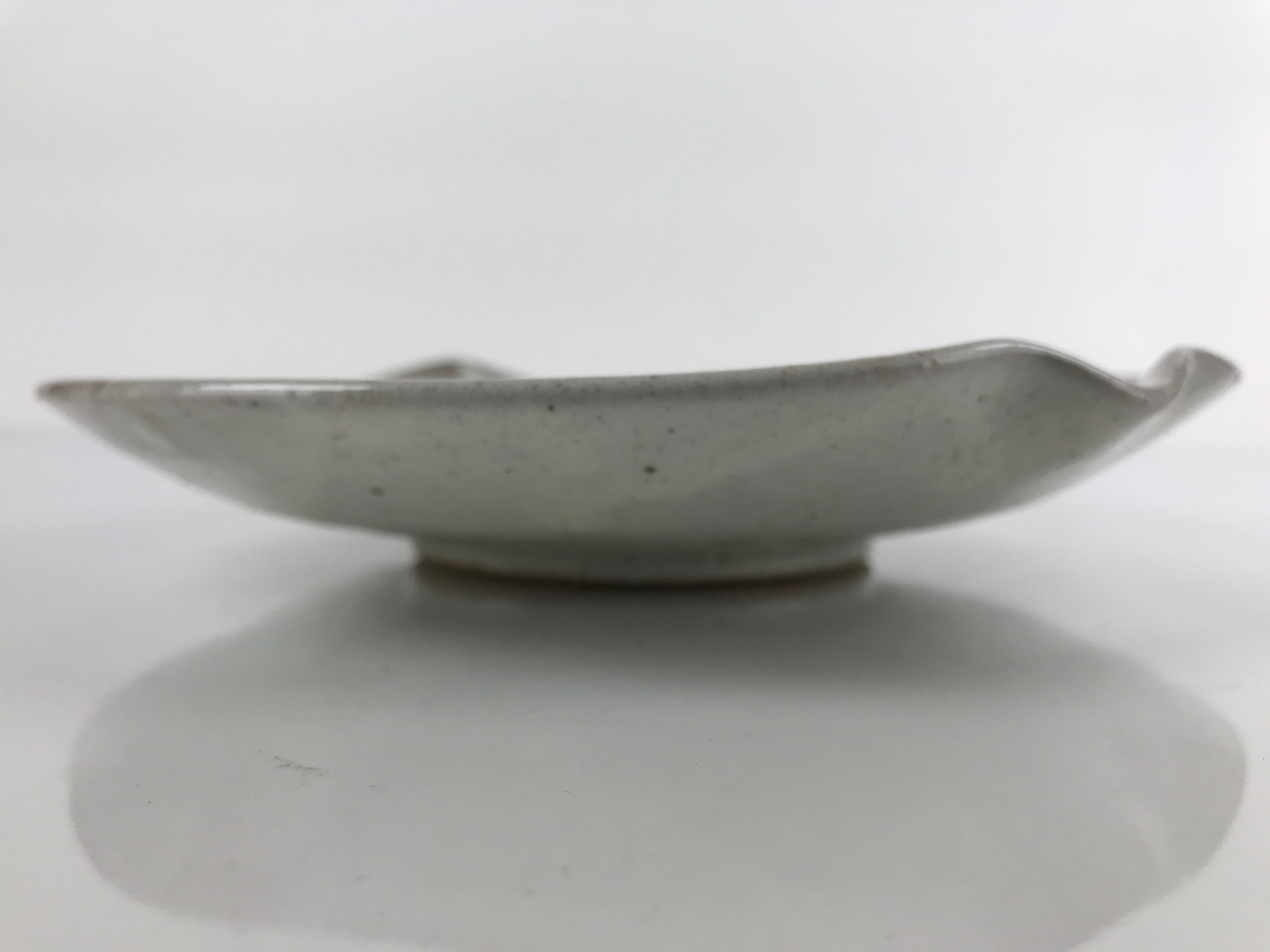 Japanese Ceramic Round Plate Vtg Small Ikebana Suiban Gray Glaze Spout PY739