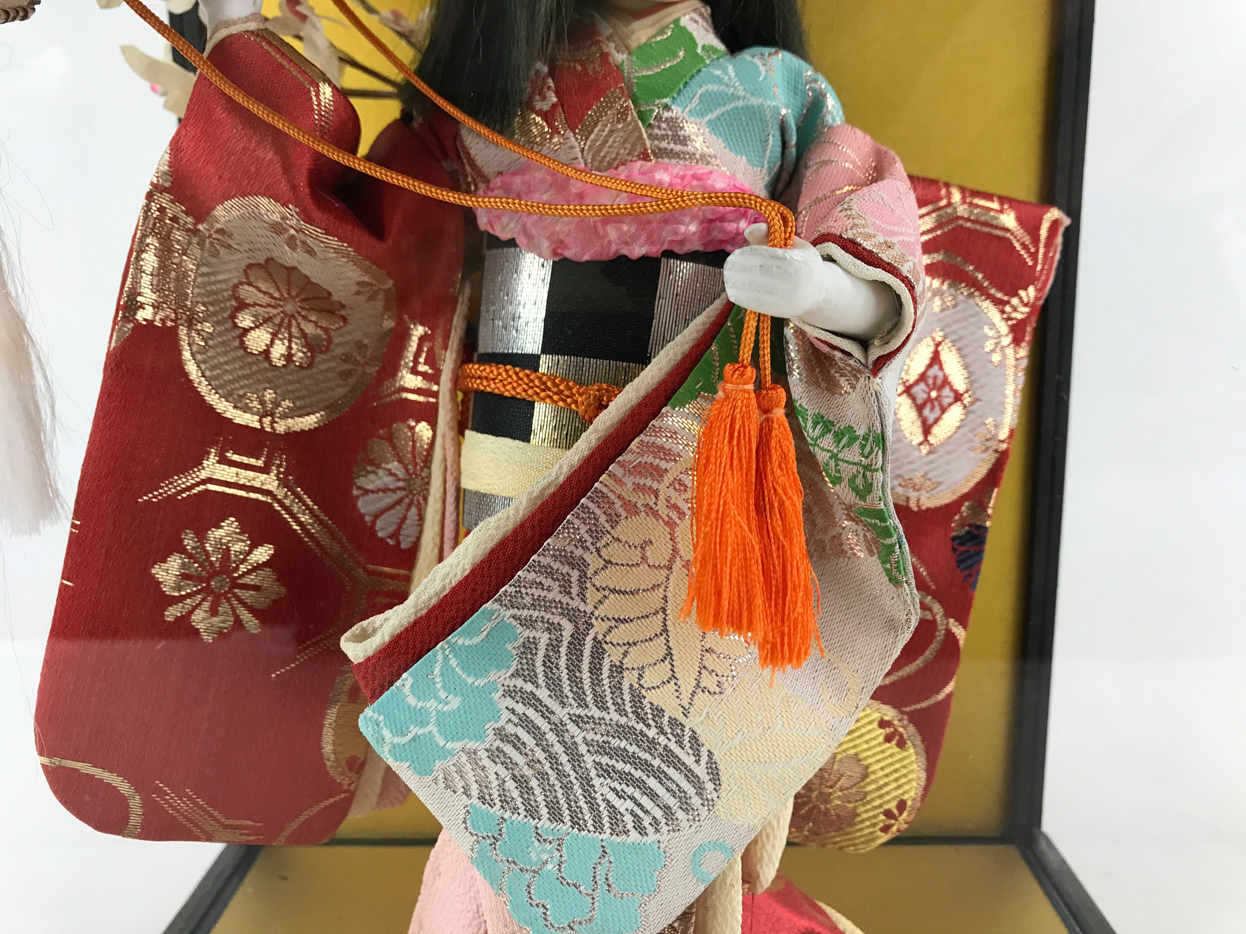 Japanese Doll Glass Case Display Vtg Ningyo Kimono Dancer Figurine BD907