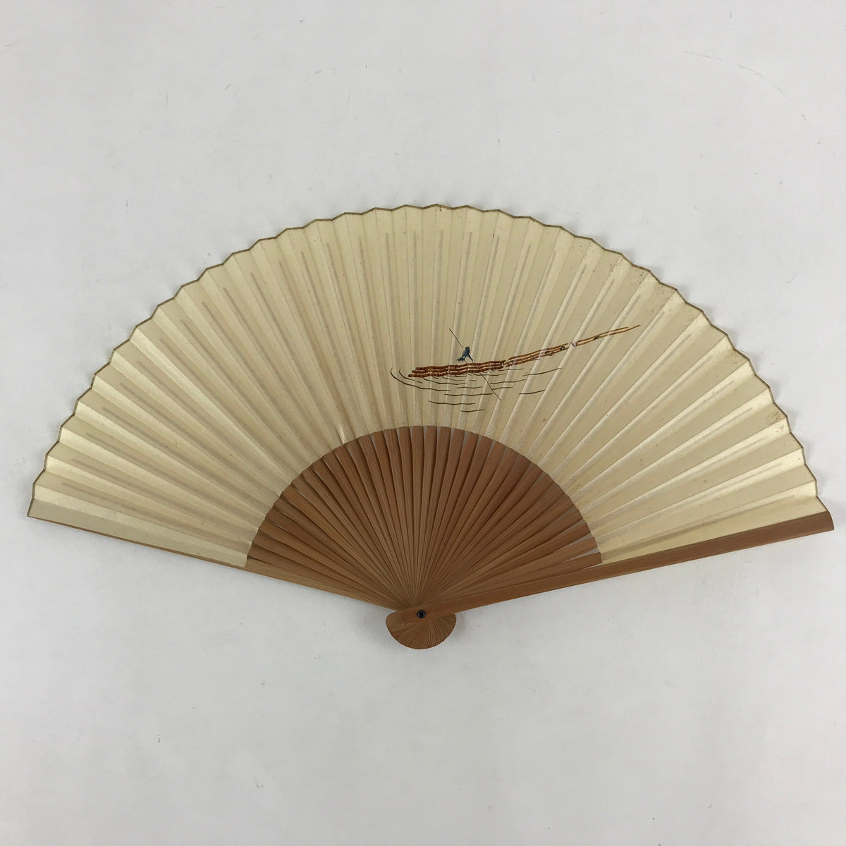 Arts & Decoration Japanese Folding Fan Sensu Bamboo Frame Fish Sparkles Signature Seal Stamp 4D668