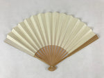 Japanese Folding Fan Sensu Vtg Bamboo Frame Simple Blank White 4D761