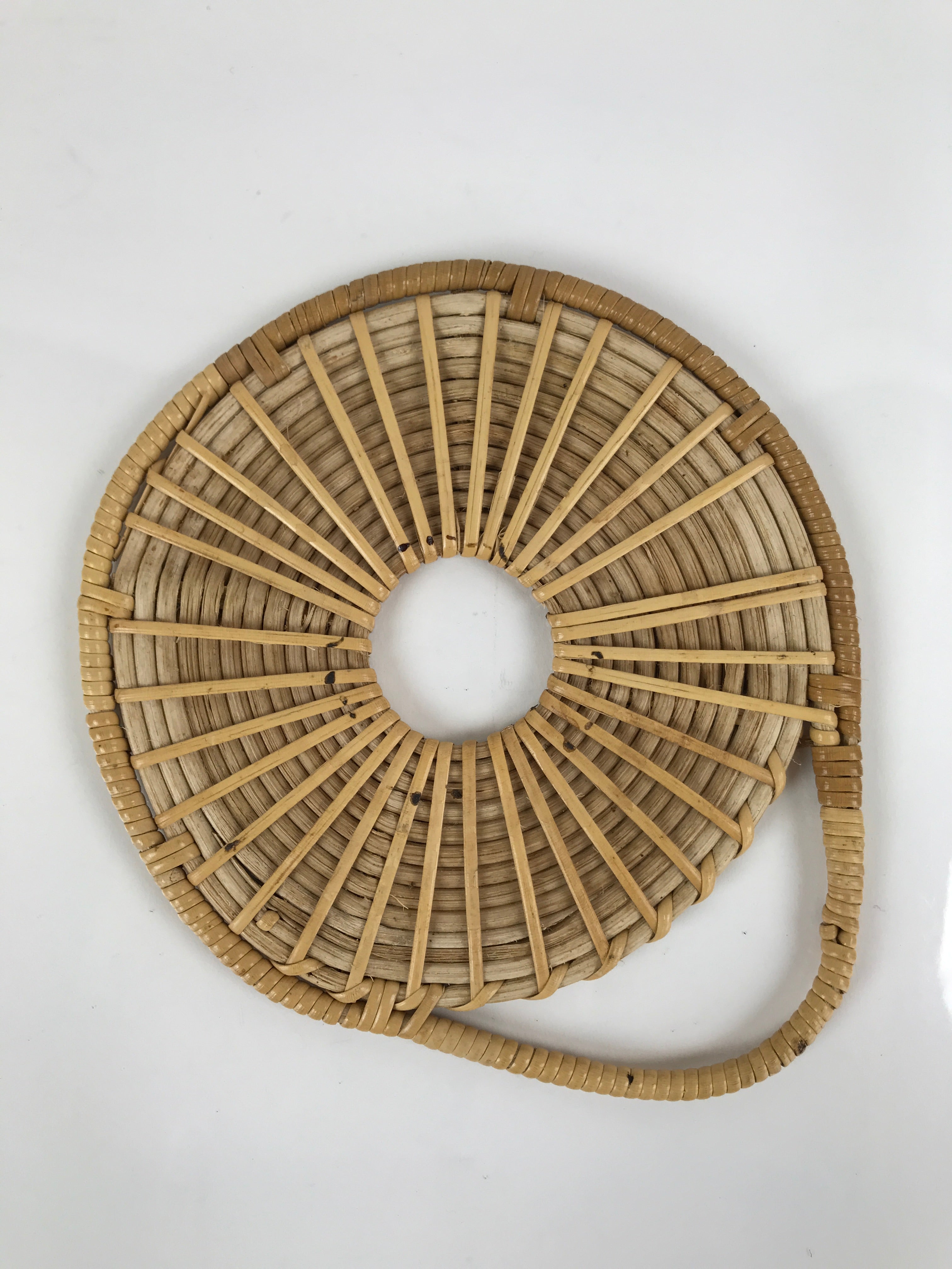Japanese Handwoven Bamboo Trivet Nabeshiki Vtg Pot Coaster Underlay Brown JK682