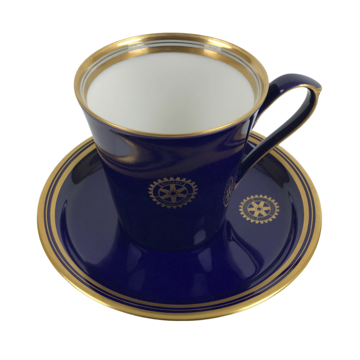 GAKU　rs-81 Japanese Koransha Porcelain Cup Saucer Set Vtg Lazuli Blue Gold