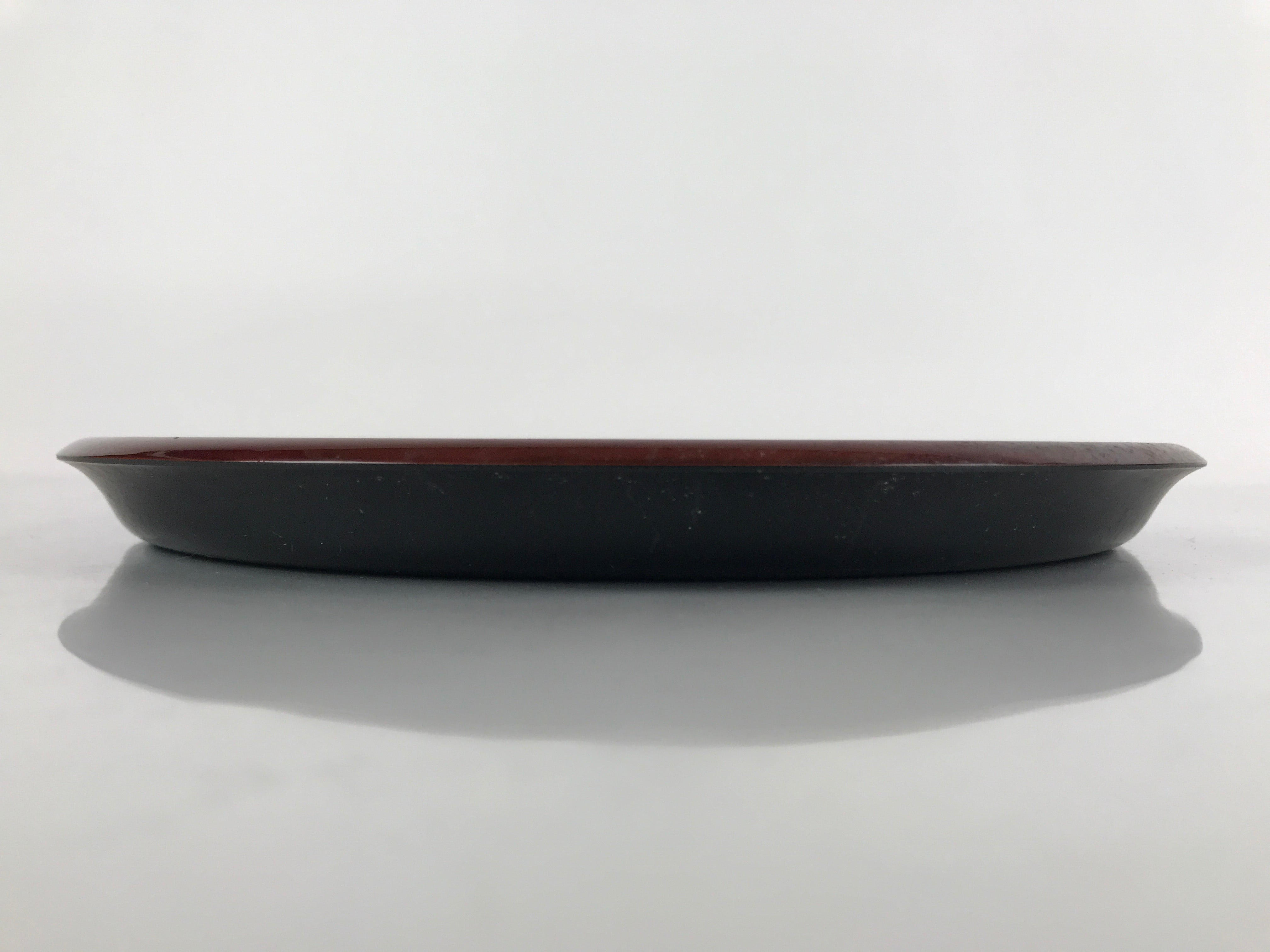 Japanese Lacquer Replica Resin Serving Tray Vtg Small Round Obon Brown L149