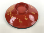 Japanese Lacquered Wooden Lidded Bowl Nimonowan Vtg Makie Red Black LB106