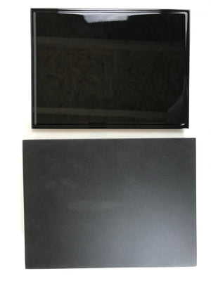 Japanese Lacquered Wooden Lidded Fumibako Letter Box Vtg Makie Raden Black FB82