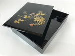 Japanese Lacquered Wooden Lidded Fumibako Letter Box Vtg Makie Raden Black FB82