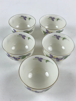 Japanese Porcelain 5 Teacups Set Vtg White Yunomi For Summer Kyusu Sencha PX694