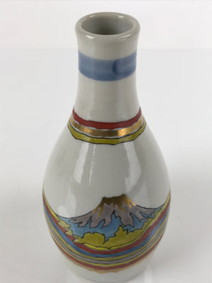Japanese Porcelain Sake Bottle Tokkuri Vtg Jun Takekoshi Mt. Fuji Gold TS644