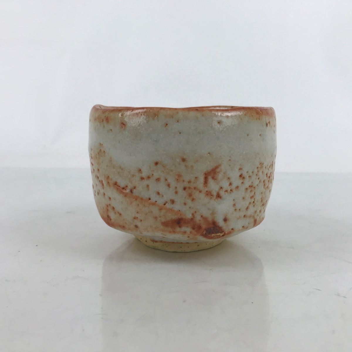 Japanese Pottery Chawan Tea Bowl Vtg Ceramic Shino ware Orange W/ Box ...