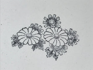 Japanese Rubber Stamp Chrysanthemums Vtg Flowers Sponge Base Stationary HS276
