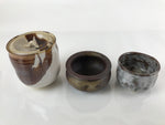 Japanese Tea Ceremony Set Chabako Wooden Glass Display Vtg Pottery Chawan PX721