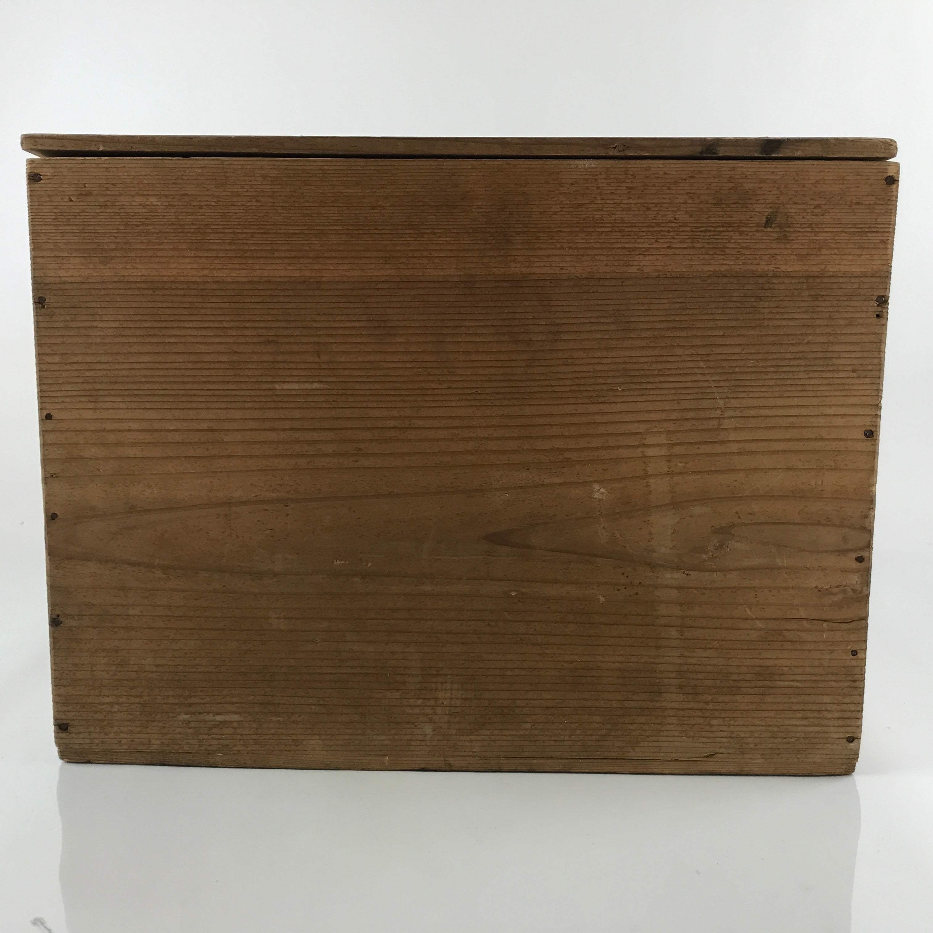 Vintage Japanese Wooden Lidded Storage Box Inside 37.5x42x31cm Large Brown X102