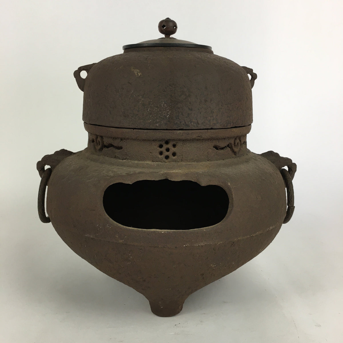 Antique C1900 Japanese Cast Iron Kettle Chagama Pot Tea Ceremony
