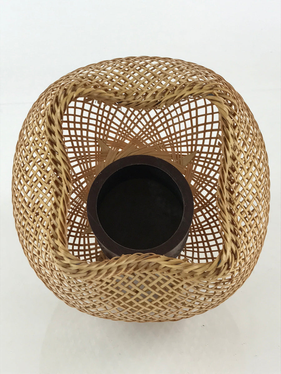 Japanese Bamboo Basket Vase Vtg Kago Ikebana Flower Arrangement Kado P