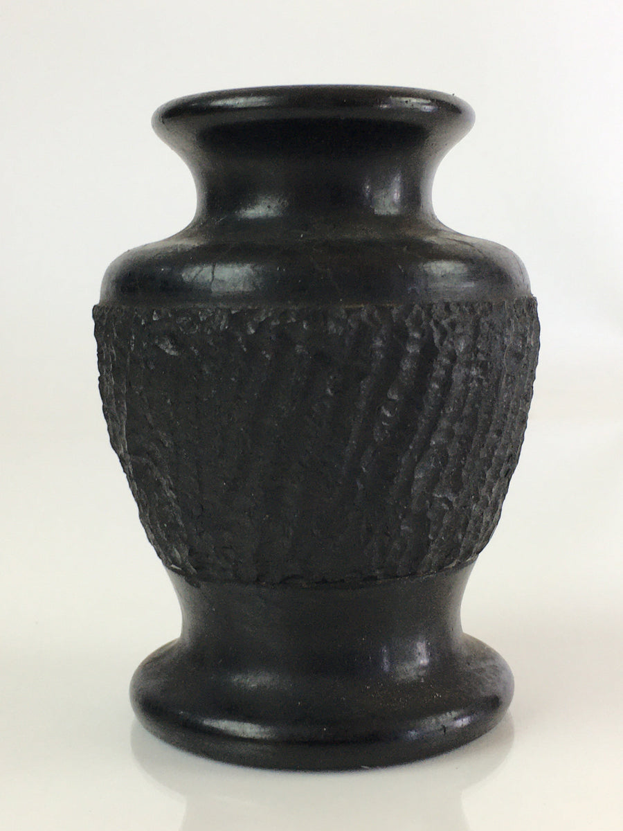 Japanese Black Stone Flower Vase Vtg Kabin Ikebana Arrangement Flower
