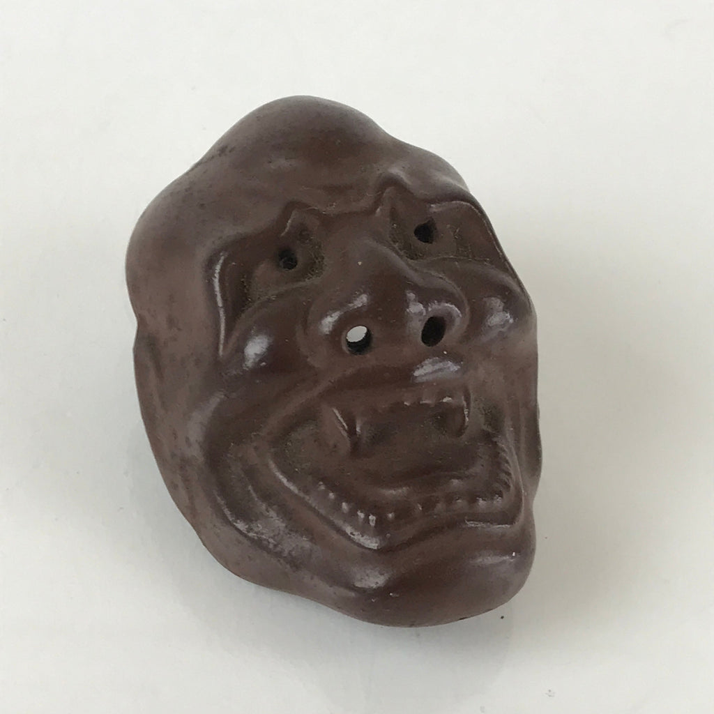 Japanese Ceramic Small Face Mask Vtg Pottery Yakimono Demon Face KF581