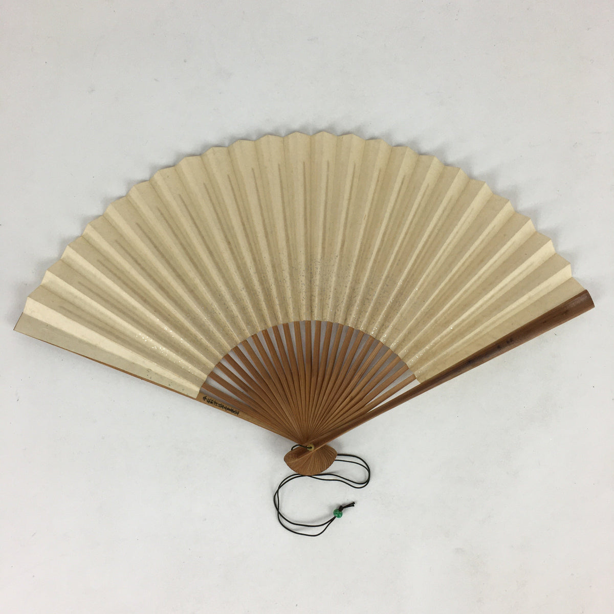 Japanese Folding Fan Vtg Sensu Yellow Fabric Bamboo Frame Komeda