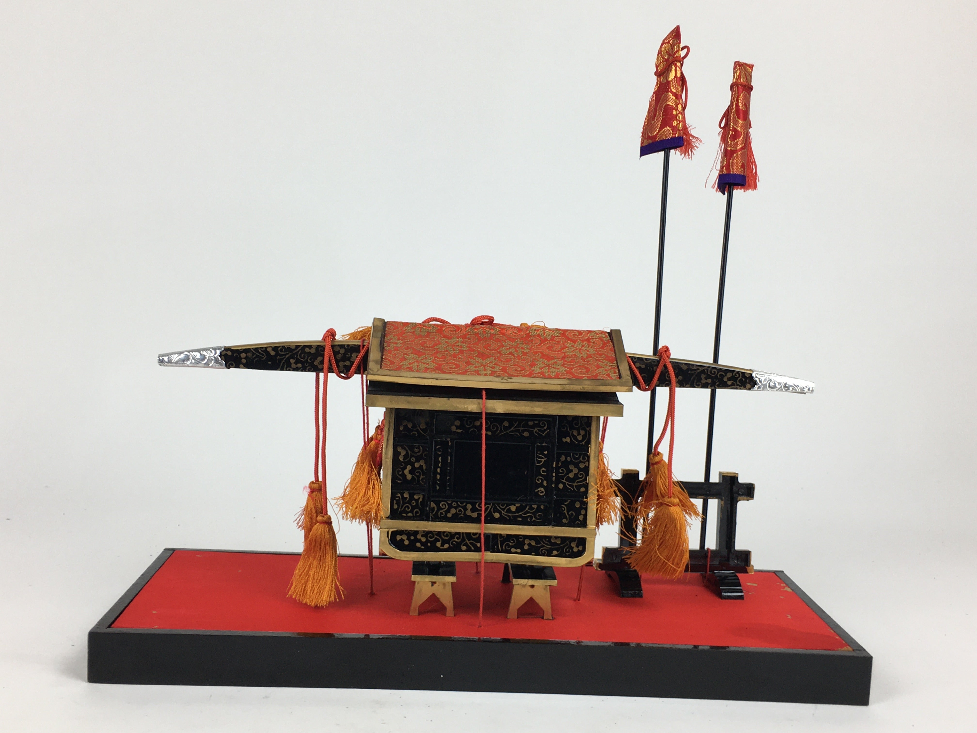 Japanese Hina Doll Lacquer Carriage Palanquin Vtg Kago Girls Day Decoration ID41
