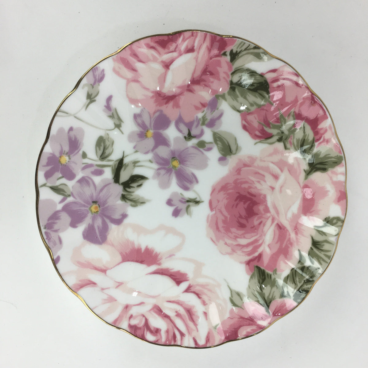 Japanese Porcelain Small Plate Kozara Vtg Bone China Marui Flower Design  PP708