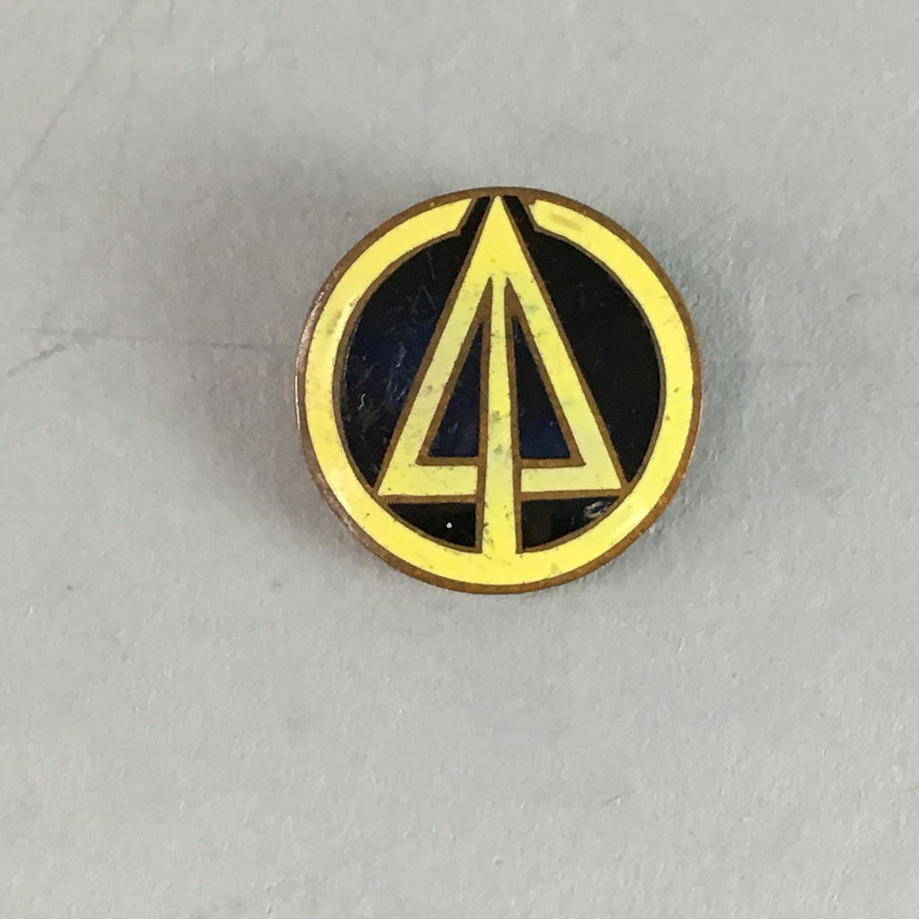 Japanese Small Badge Vtg Metal Brooch Round School Pin Tree Black J718