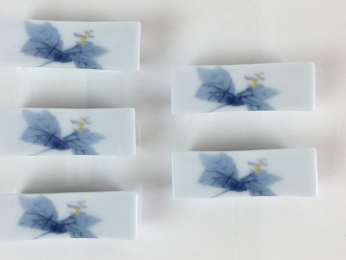 Set Of 4 Japanese Ceramic Chopstick Rests - Blue Carp Fish Hashioki, Made In Japan