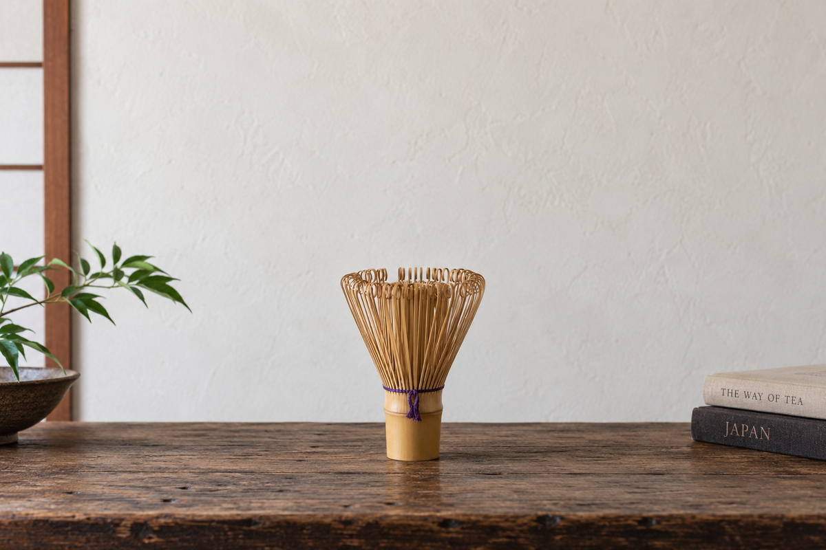 Japanese chasen-shaped bamboo flower vase inspired by traditional Takayama tea whisks