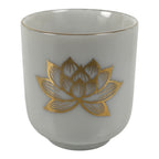 Japanese Porcelain Teacup Yunomi Buddhist Altar Offering Lotus Flower White G348-KT - Teacup-chidorivintage.com