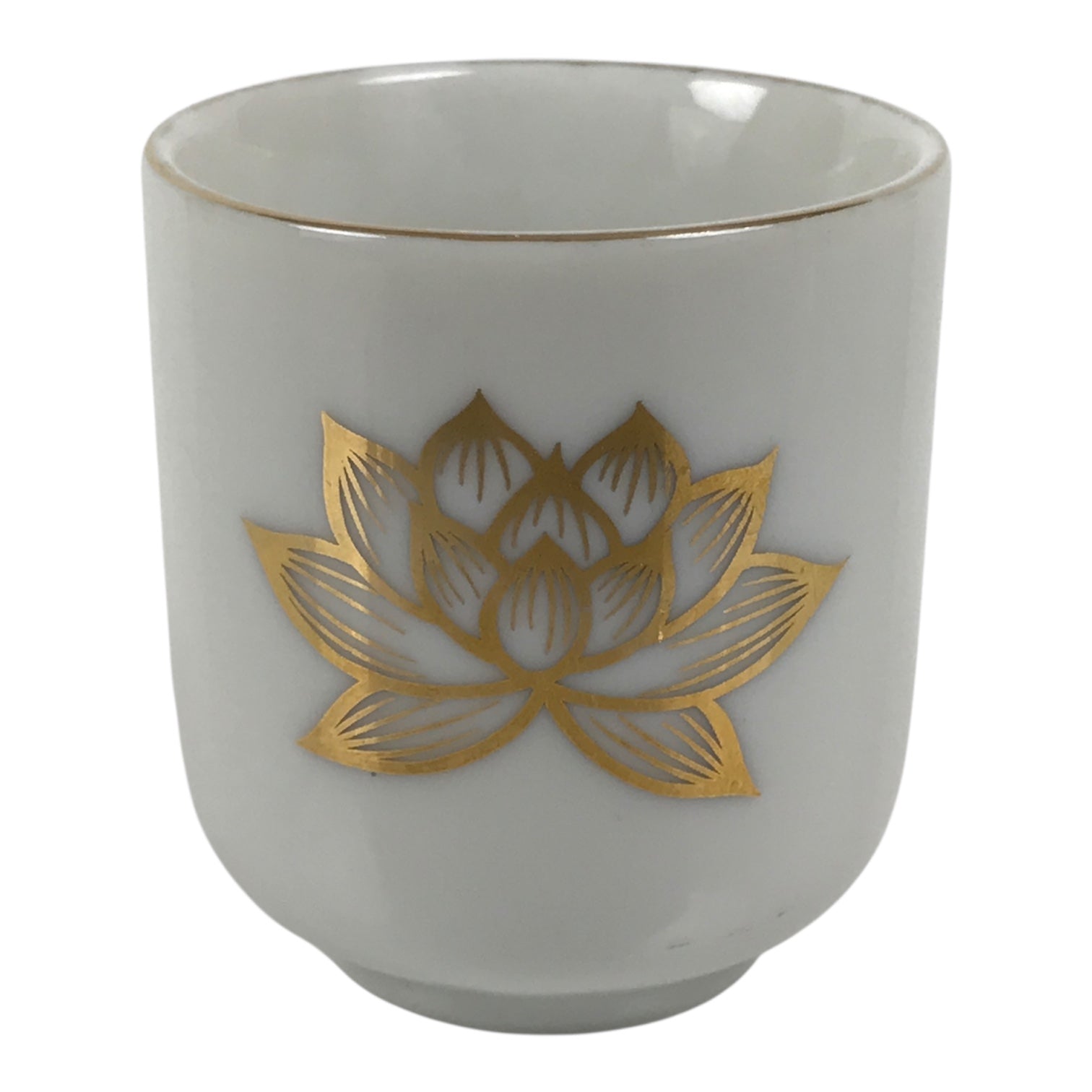 Japanese Porcelain Teacup Yunomi Buddhist Altar Offering Lotus Flower White G348-KT - Teacup-chidorivintage.com