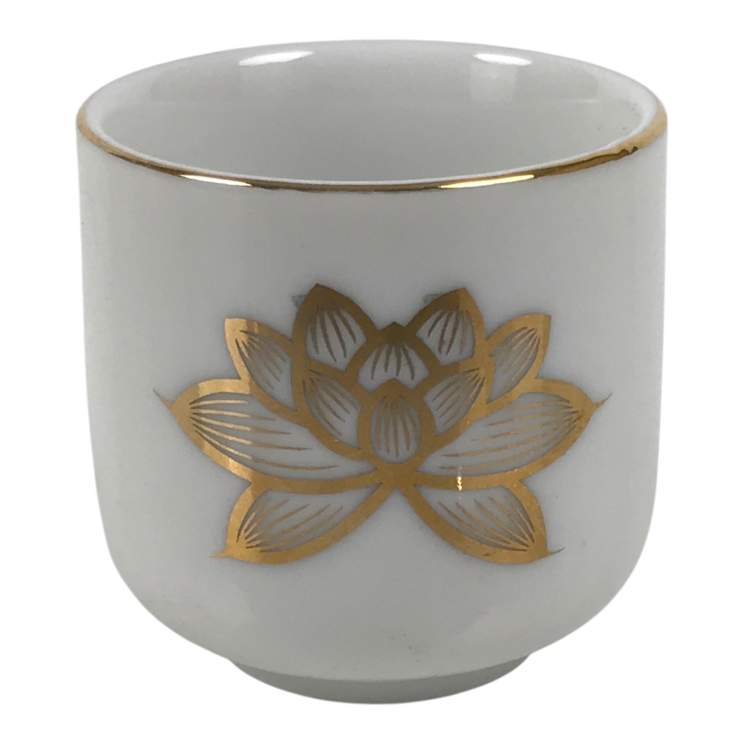 Japanese Porcelain Teacup Yunomi Buddhist Altar Offering Lotus Flower White G349-KT - Teacup-chidorivintage.com