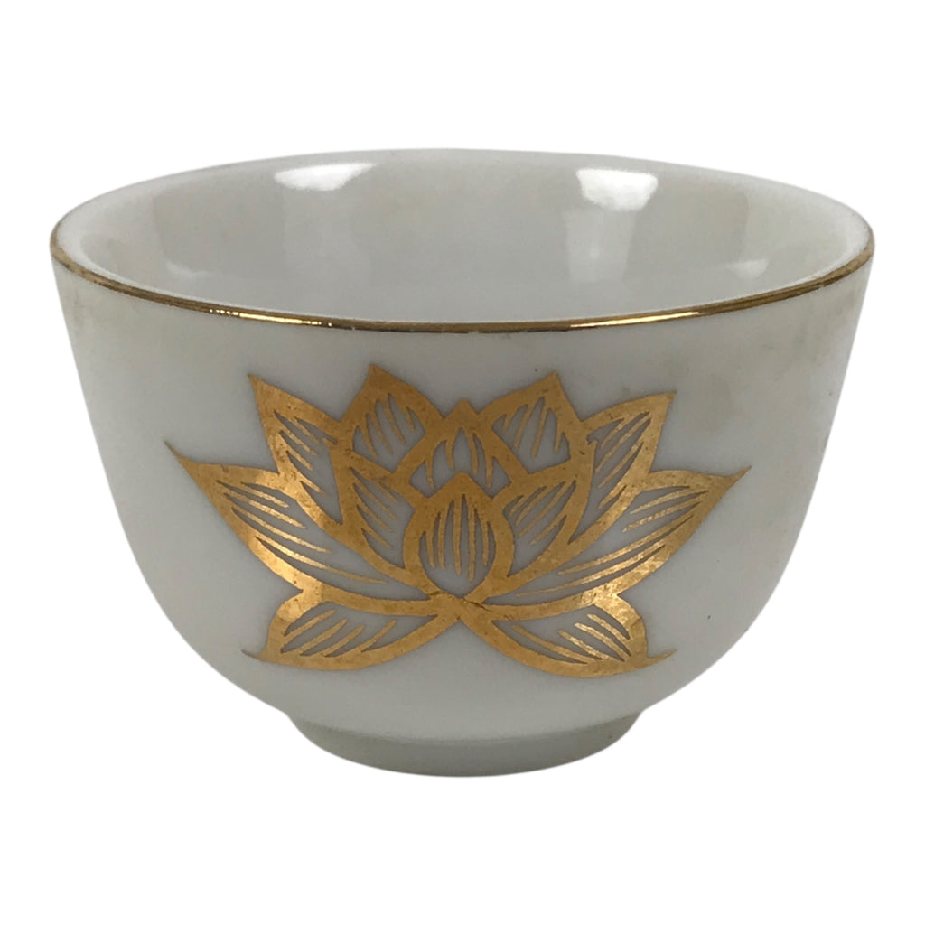 Japanese Porcelain Teacup Yunomi Buddhist Altar Offering Lotus Flower White G347-KT - Teacup-chidorivintage.com