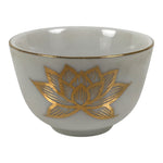 Japanese Porcelain Teacup Yunomi Buddhist Altar Offering Lotus Flower White G347-KT - Teacup-chidorivintage.com