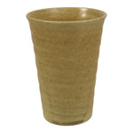 Japanese Ceramic Tall Sake Cup Vtg Pottery Guinomi Ochoko Textured Beige TC629-KT - Sake Cup-chidorivintage.com
